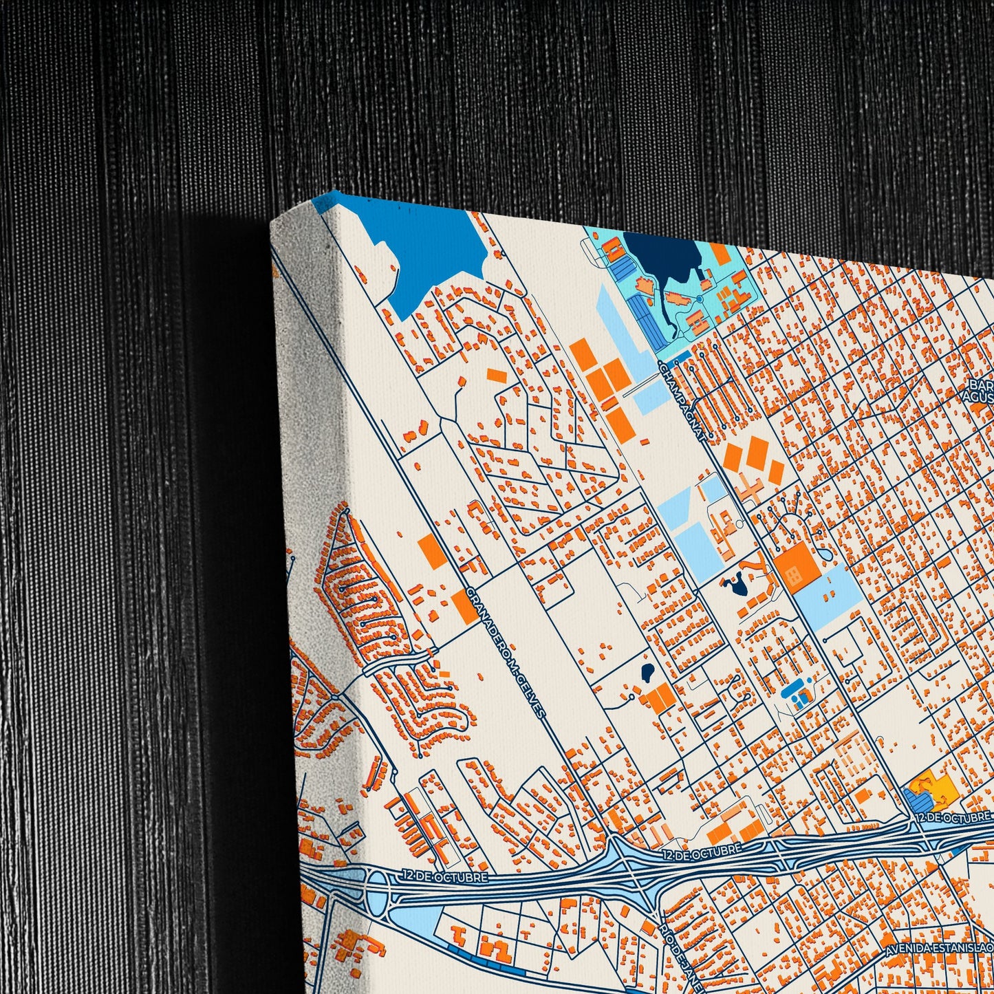 Pilar Argentina Colorful City Map Canvas Print Detail