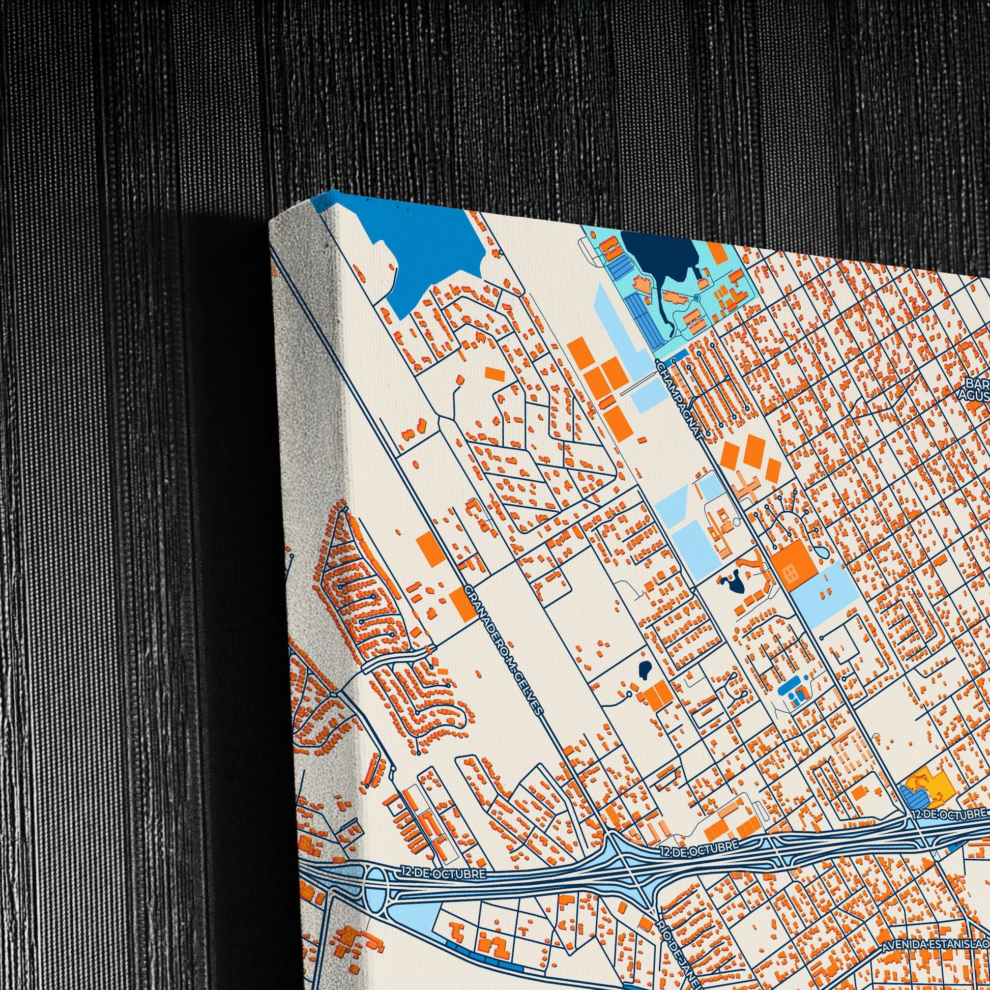 Pilar Argentina Colorful City Map Canvas Print Detail