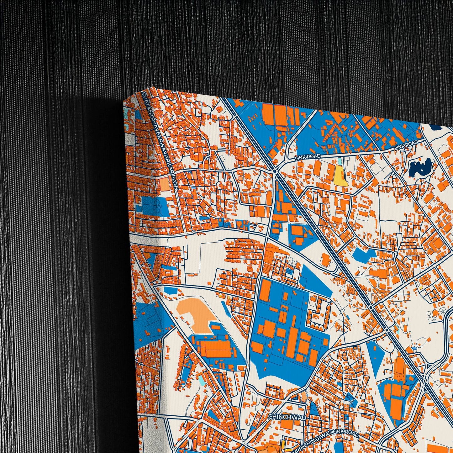 Pimpri-Chinchwad India Colorful City Map Canvas Print Detail