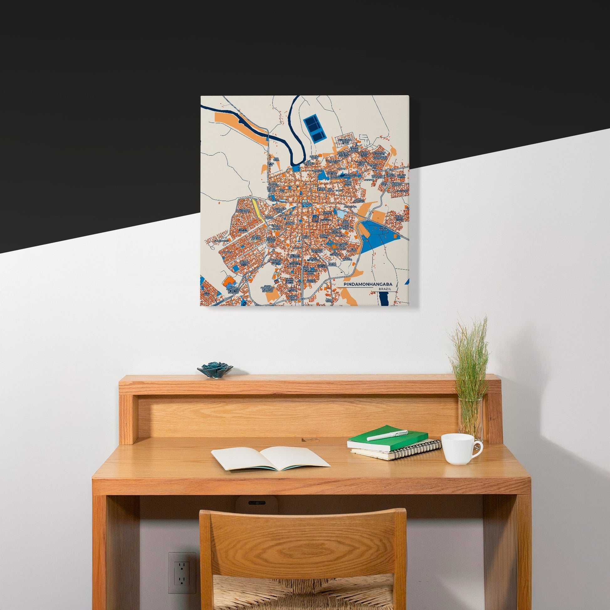 Pindamonhangaba Brazil Colorful City Map Canvas Print Scene