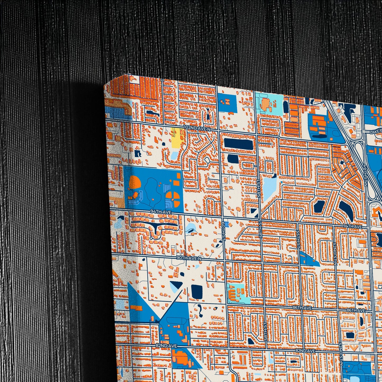 Pinellas Park Florida Colorful City Map Canvas Print Detail
