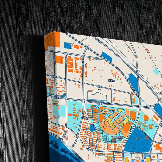 Pingdingshan China Colorful City Map Canvas Print Detail