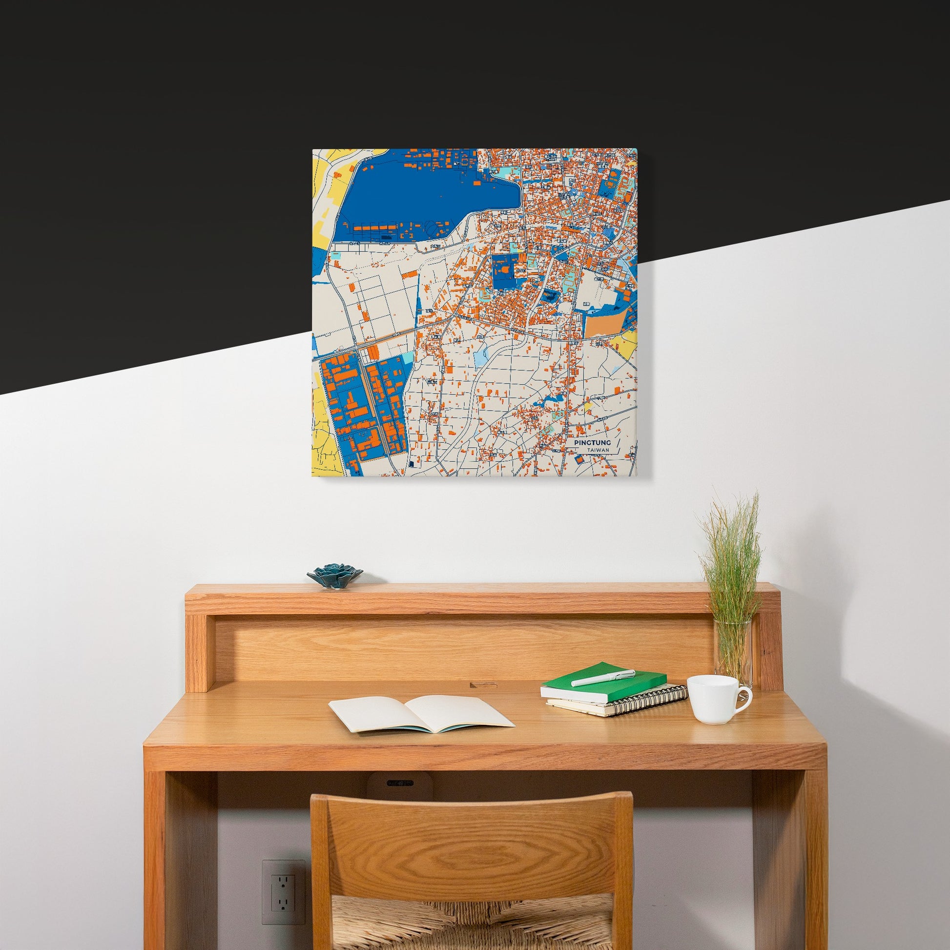 Pingtung Taiwan Colorful City Map Canvas Print Scene