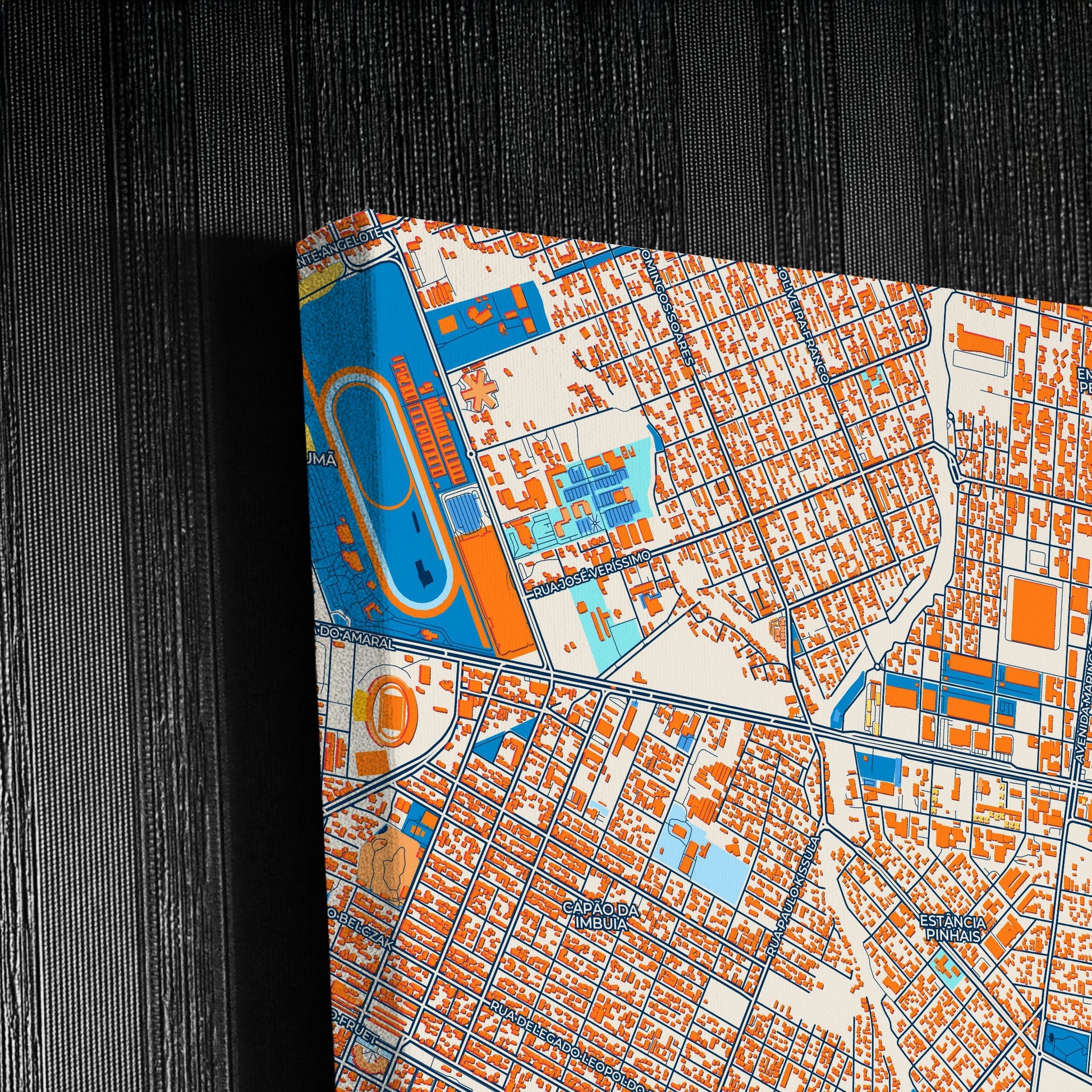 Pinhais Brazil Colorful City Map Canvas Print Detail