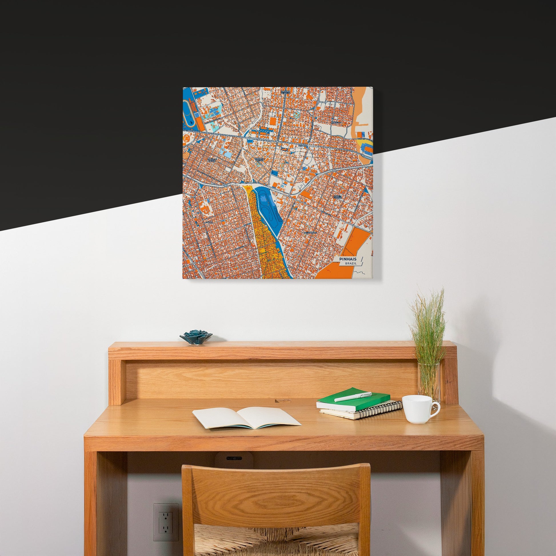 Pinhais Brazil Colorful City Map Canvas Print Scene