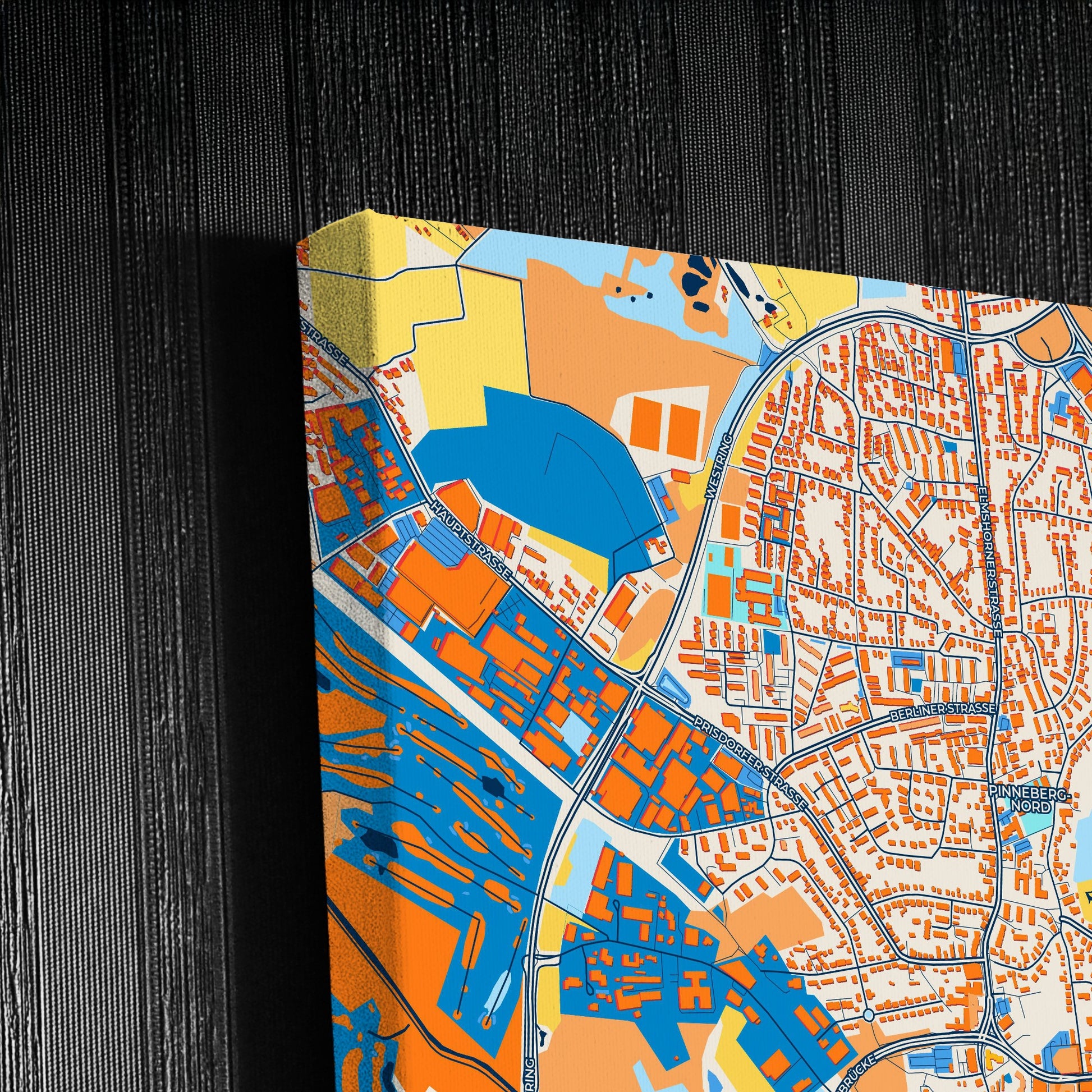 Pinneberg Germany Colorful City Map Canvas Print Detail