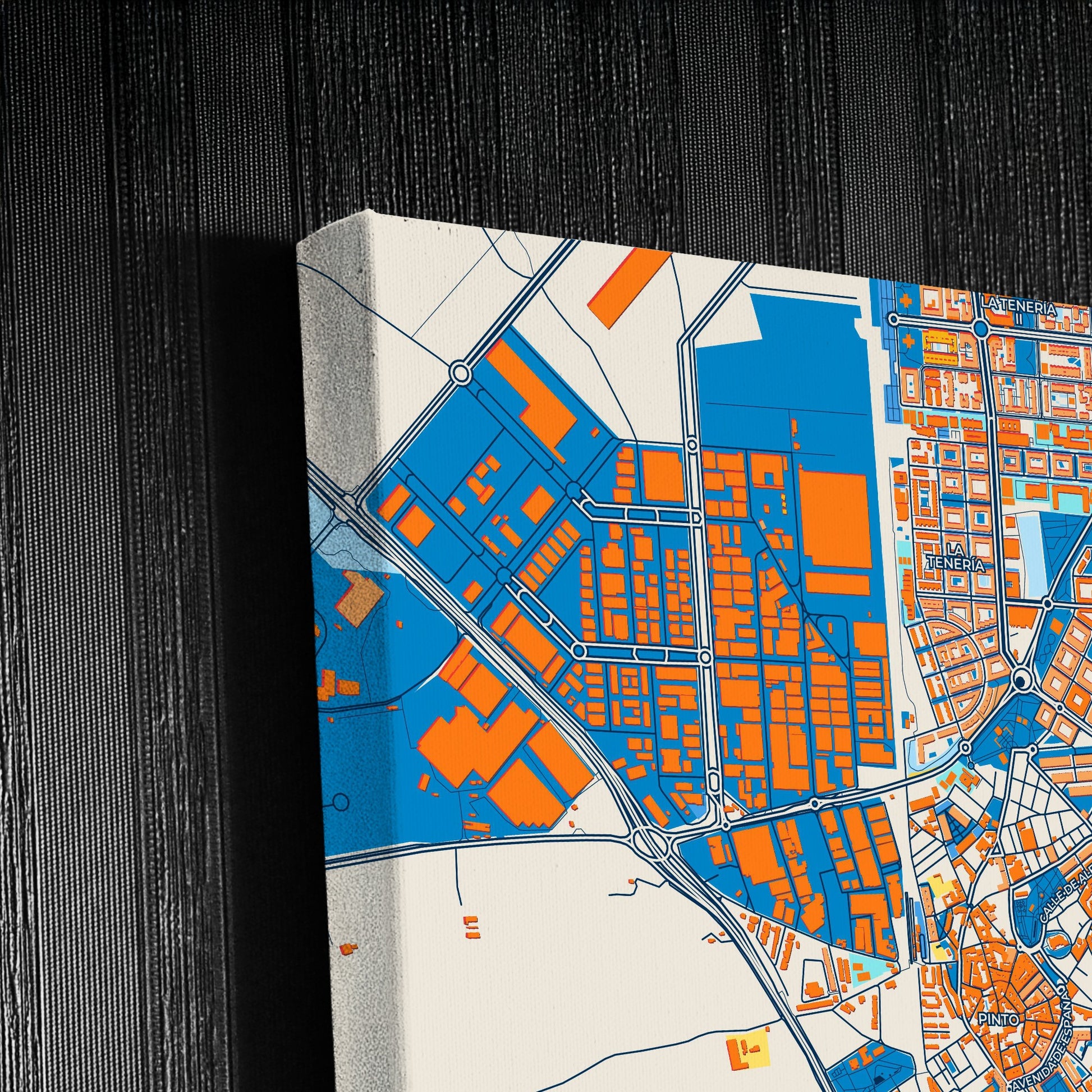 Pinto Spain Colorful City Map Canvas Print Detail