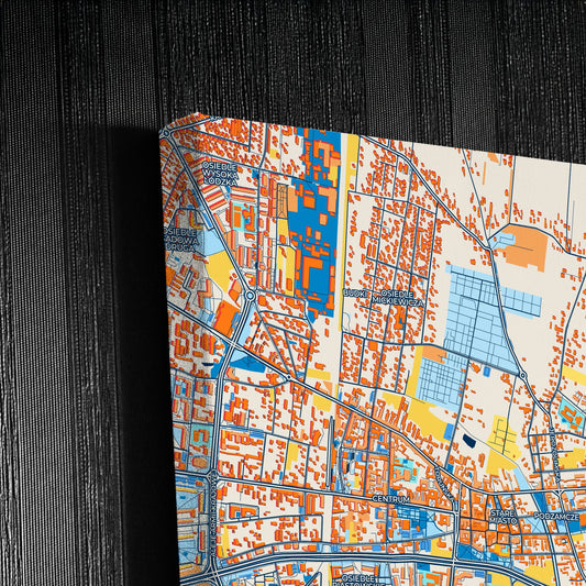 Piotrków Trybunalski Poland Colorful City Map Canvas Print Detail