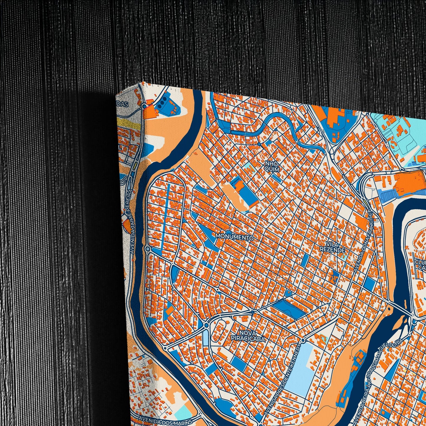 Piracicaba Brazil Colorful City Map Canvas Print Detail