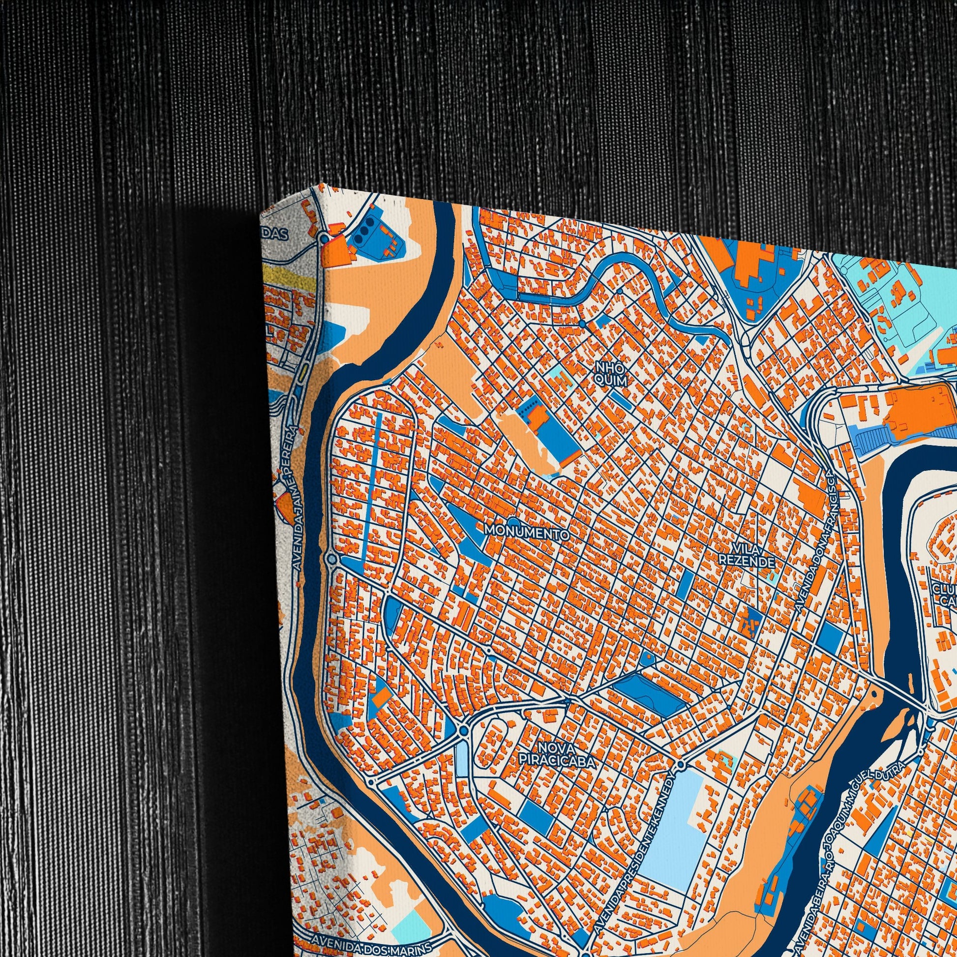 Piracicaba Brazil Colorful City Map Canvas Print Detail