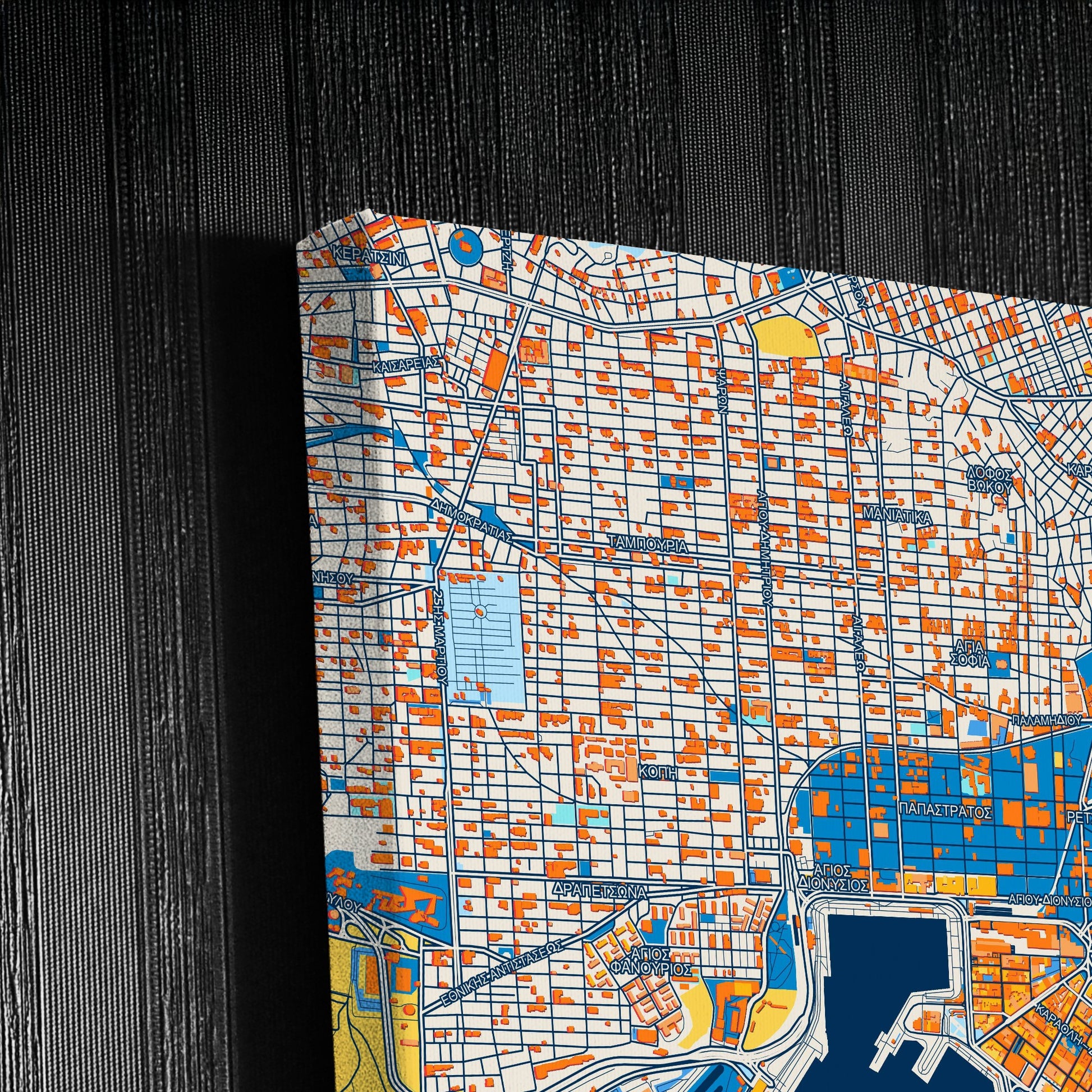 Πειραιως Greece Colorful City Map Canvas Print Detail