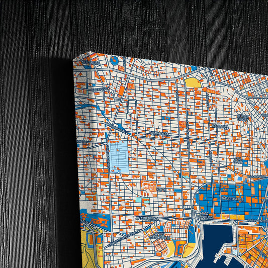 Πειραιως Greece Colorful City Map Canvas Print Detail