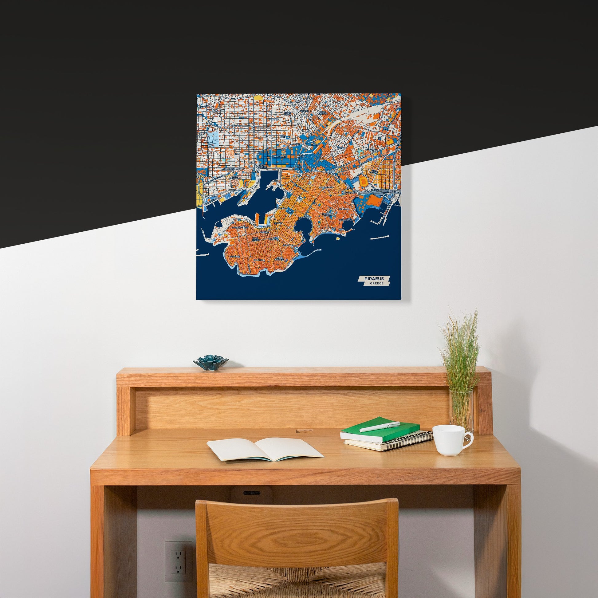 Πειραιως Greece Colorful City Map Canvas Print Scene