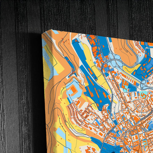Pirmasens Germany Colorful City Map Canvas Print Detail
