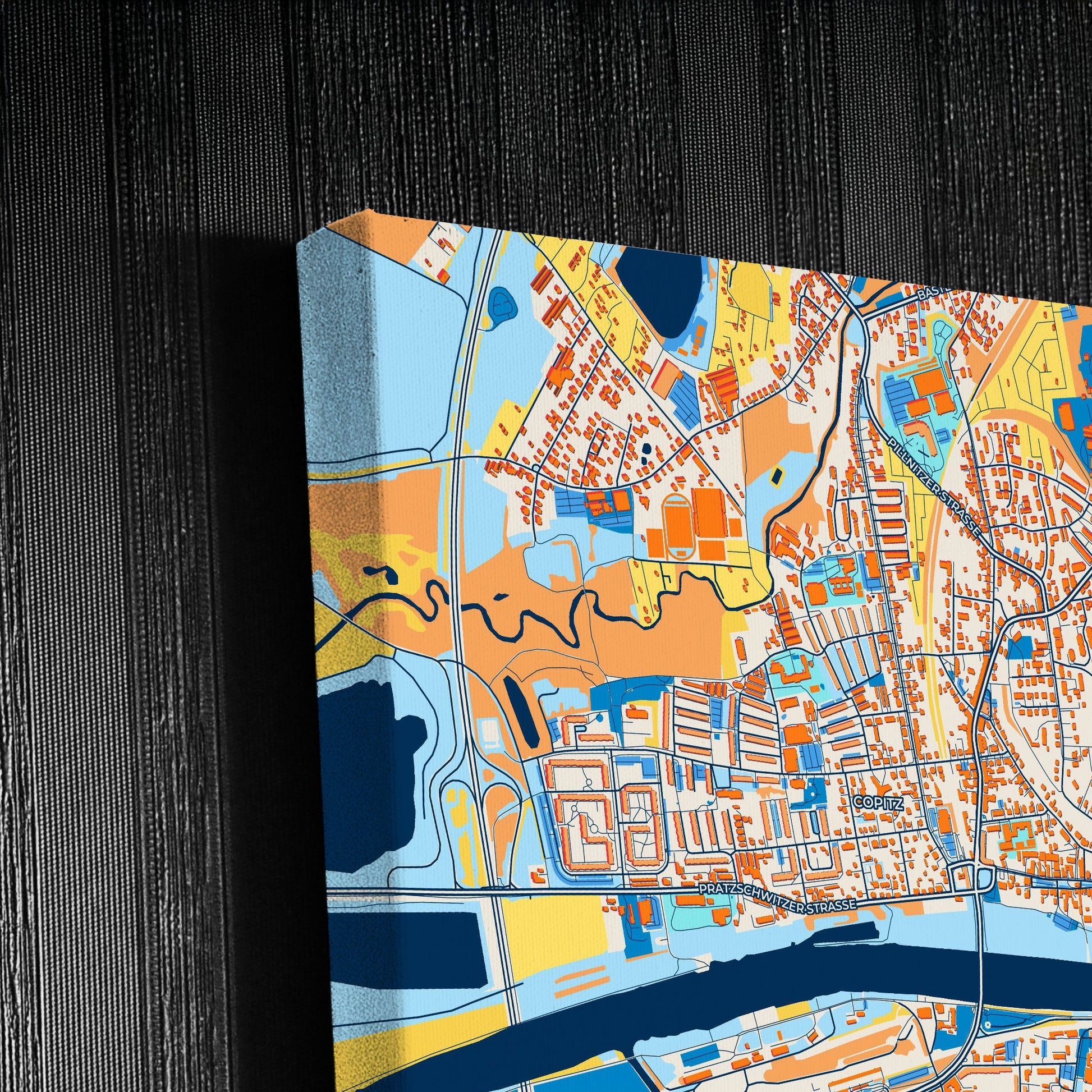 Pirna Germany Colorful City Map Canvas Print Detail