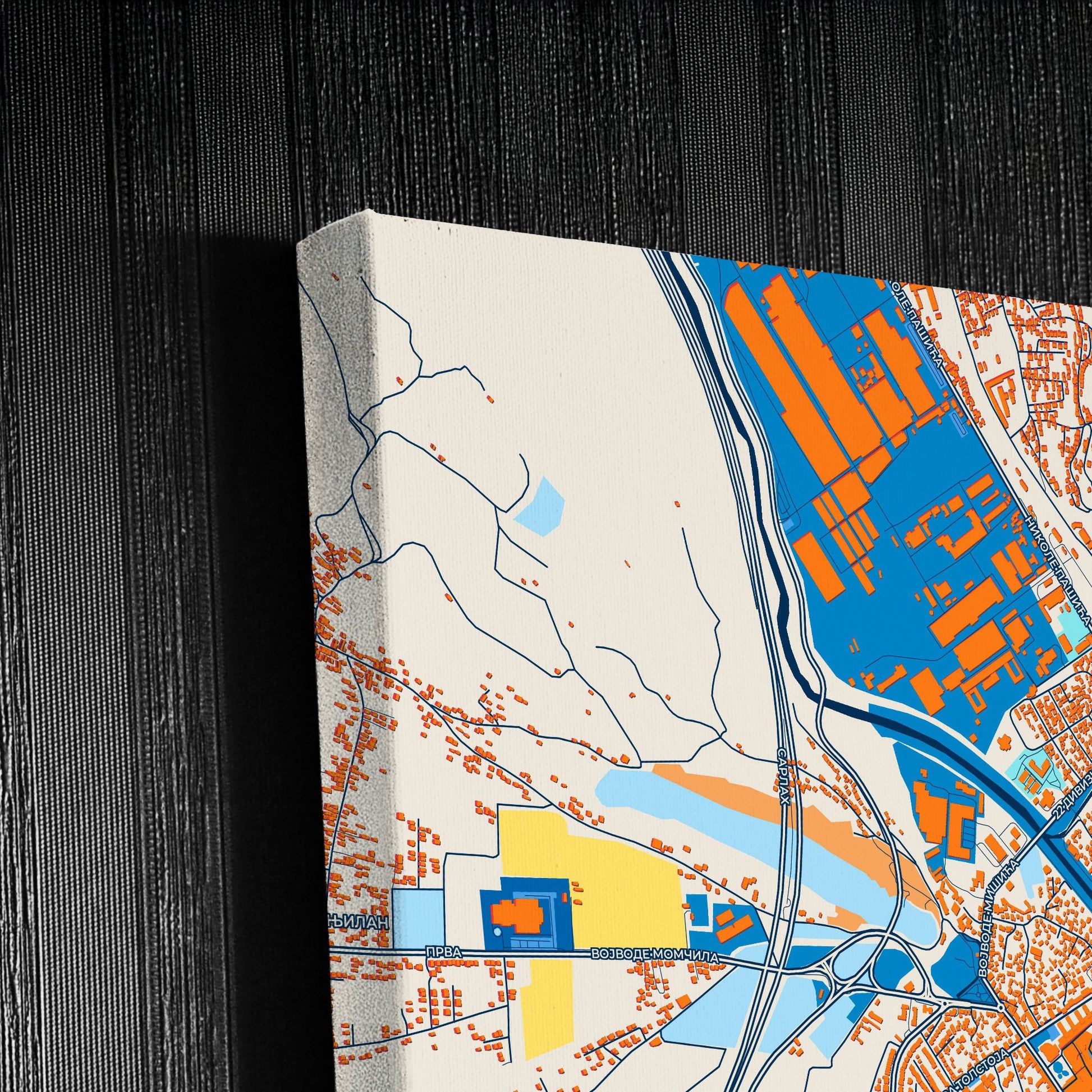 Пирот Serbia Colorful City Map Canvas Print Detail