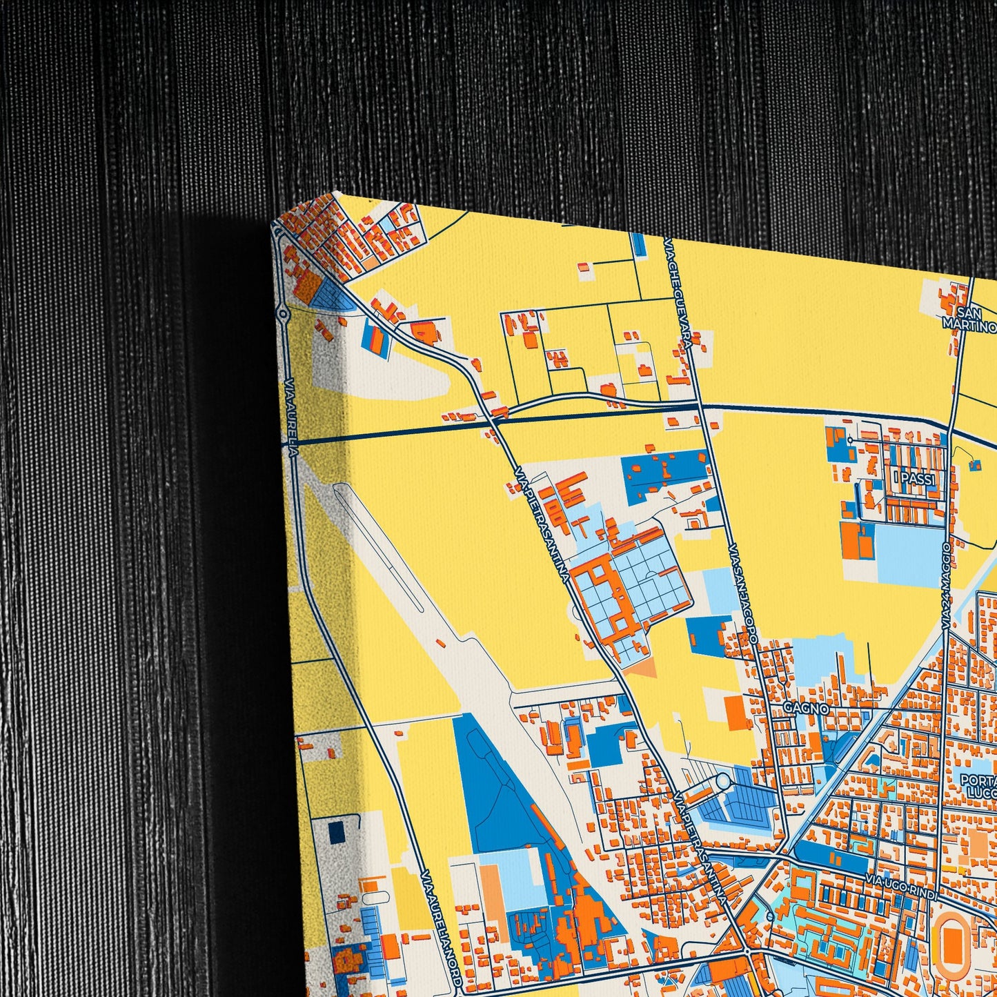 Pisa Italy Colorful City Map Canvas Print Detail