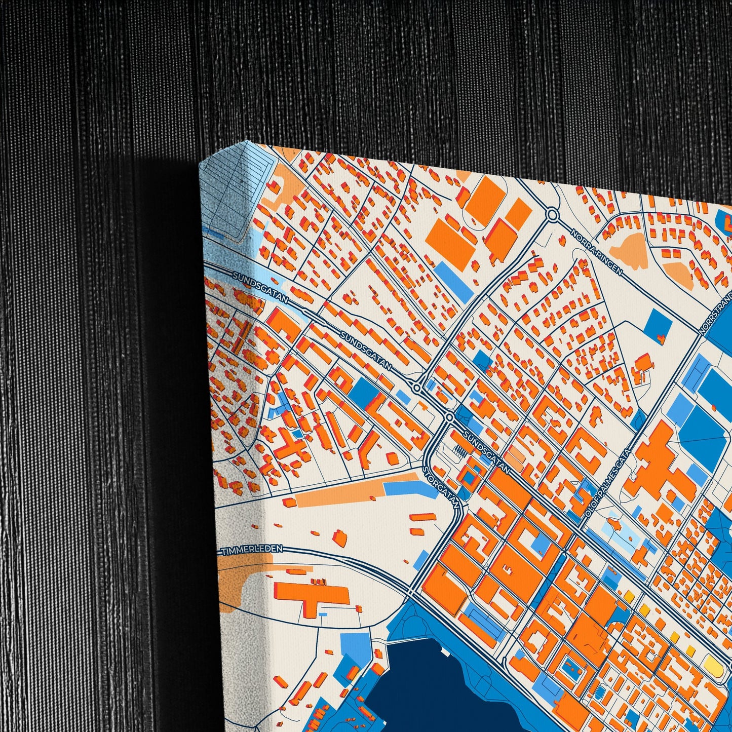Piteå Sweden Colorful City Map Canvas Print Detail