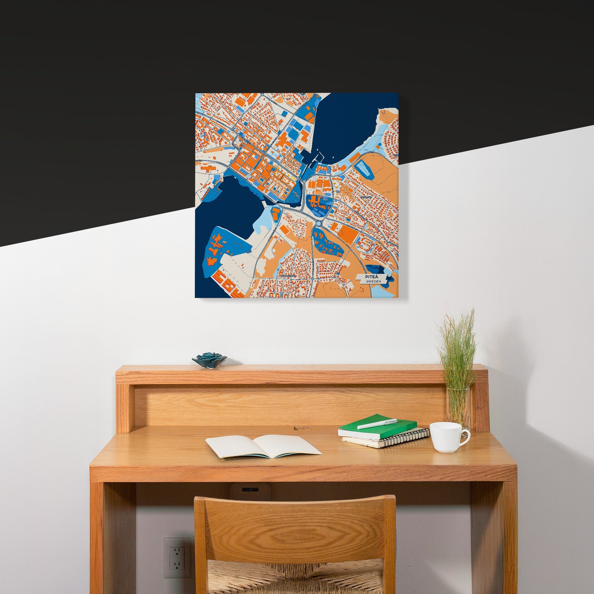 Piteå Sweden Colorful City Map Canvas Print Scene
