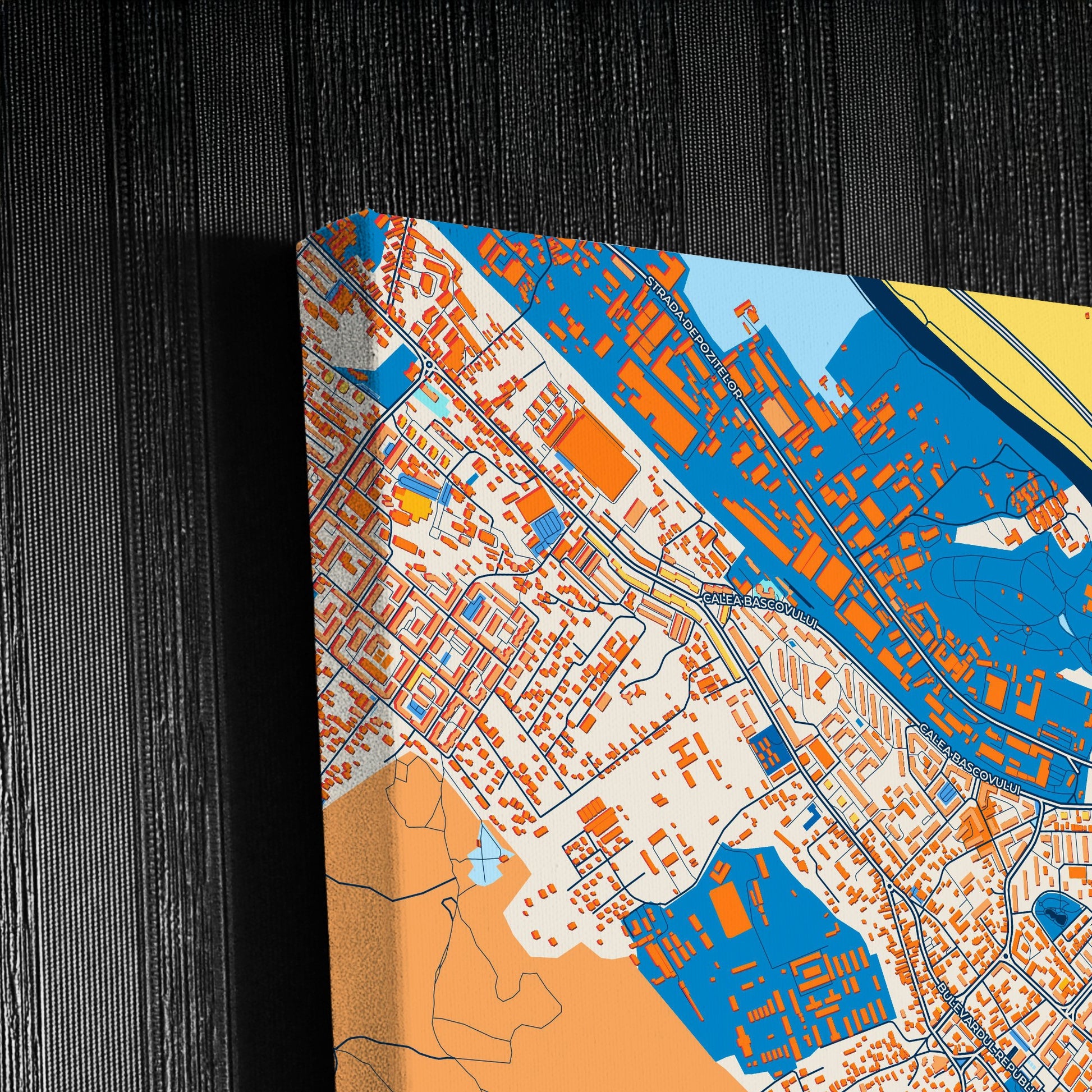 Pitești Romania Colorful City Map Canvas Print Detail