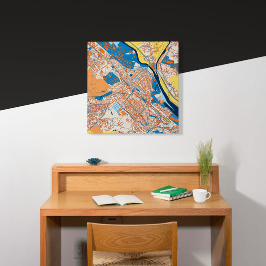 Pitești Romania Colorful City Map Canvas Print Scene