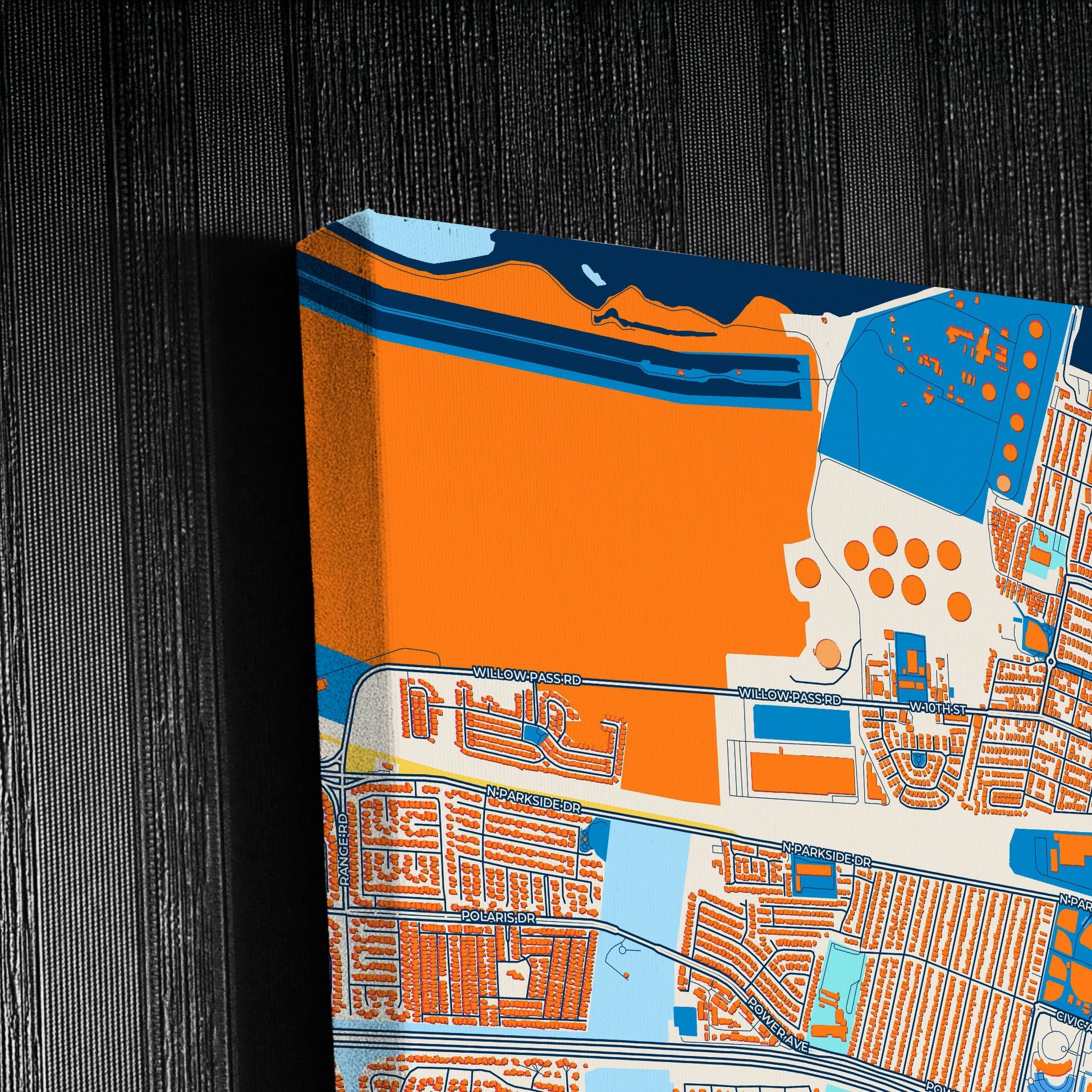 Pittsburg California Colorful City Map Canvas Print Detail