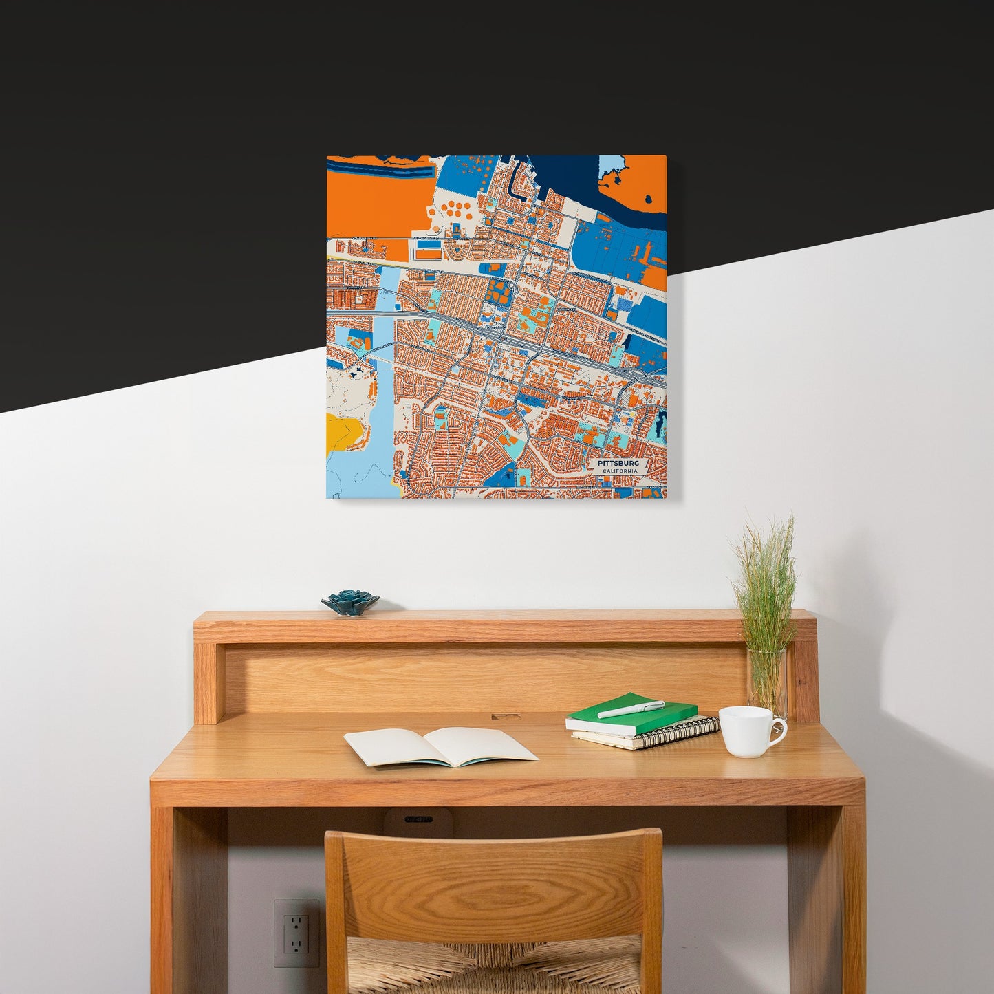 Pittsburg California Colorful City Map Canvas Print Scene