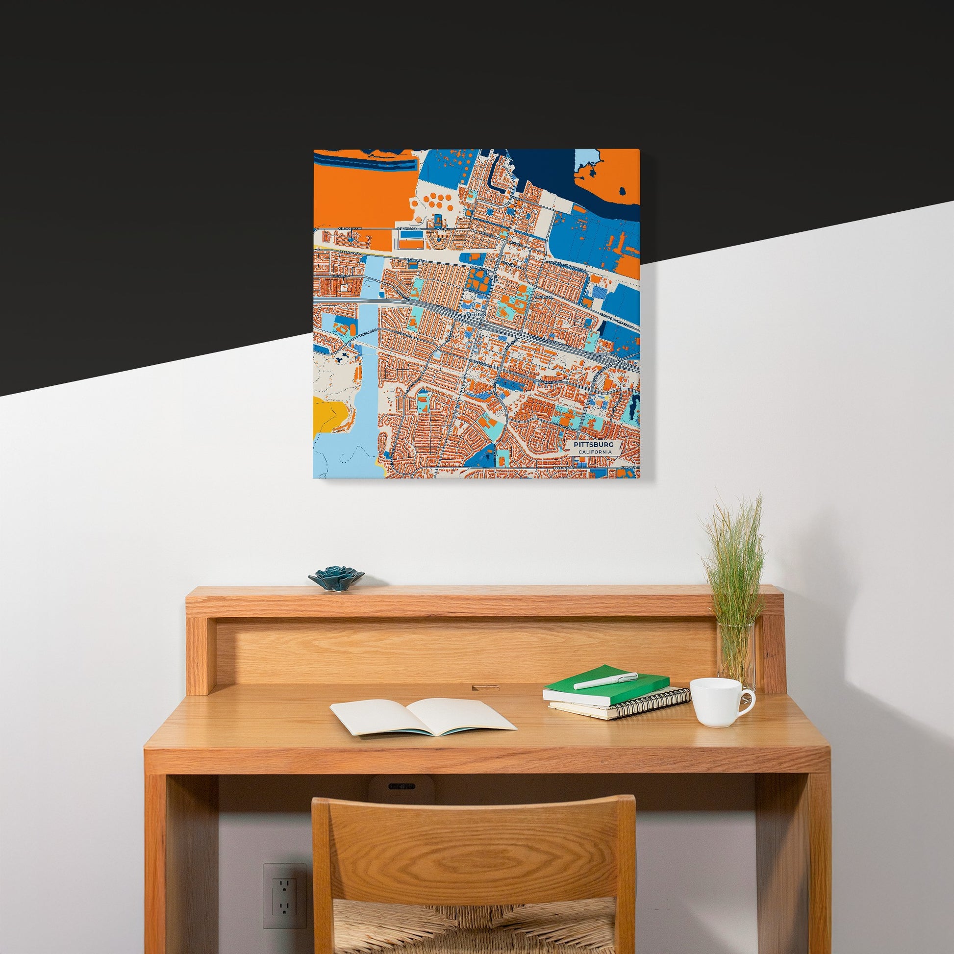 Pittsburg California Colorful City Map Canvas Print Scene