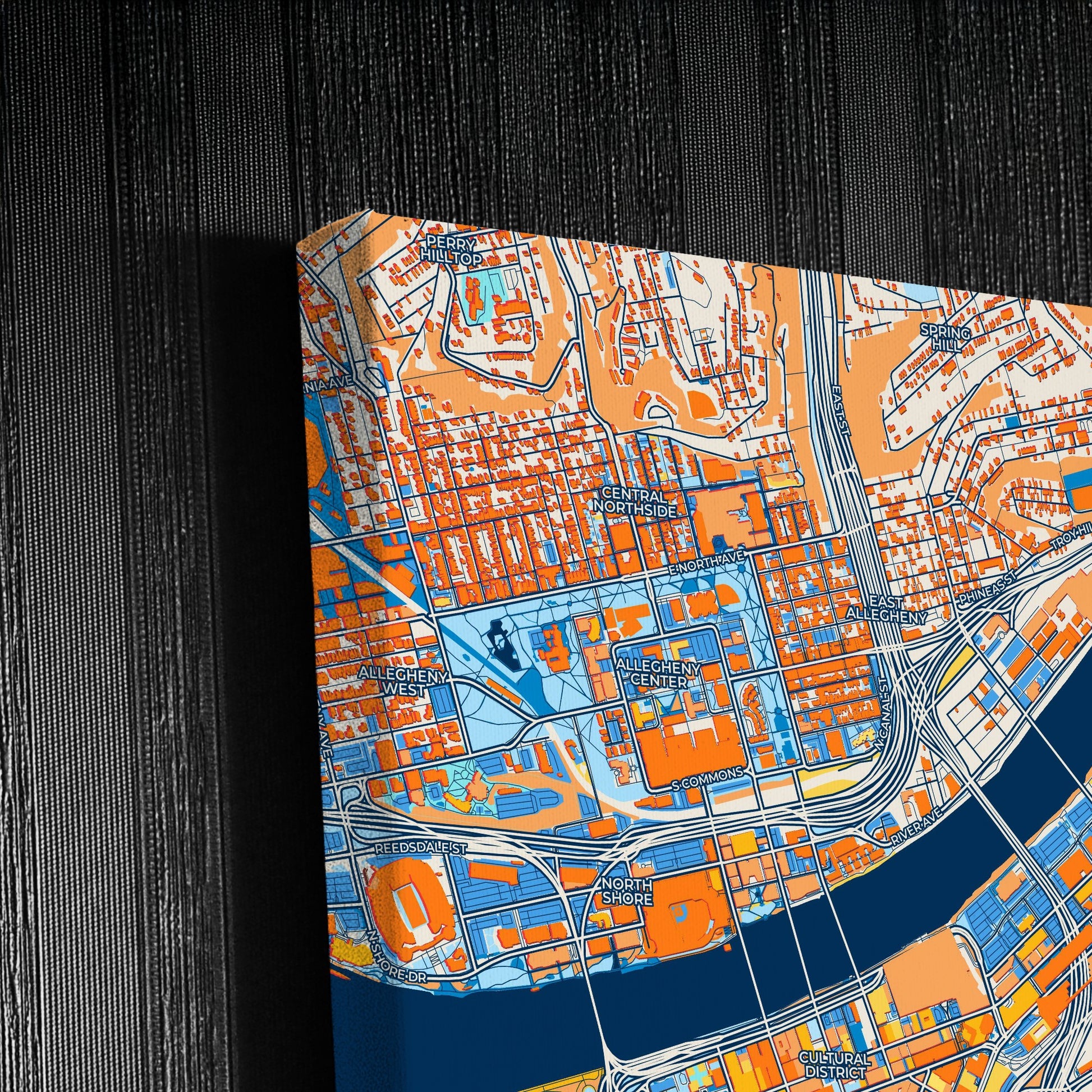Pittsburgh Pennsylvania Colorful City Map Canvas Print Detail