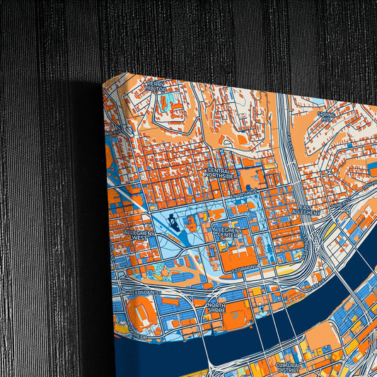 Pittsburgh Pennsylvania Colorful City Map Canvas Print Detail