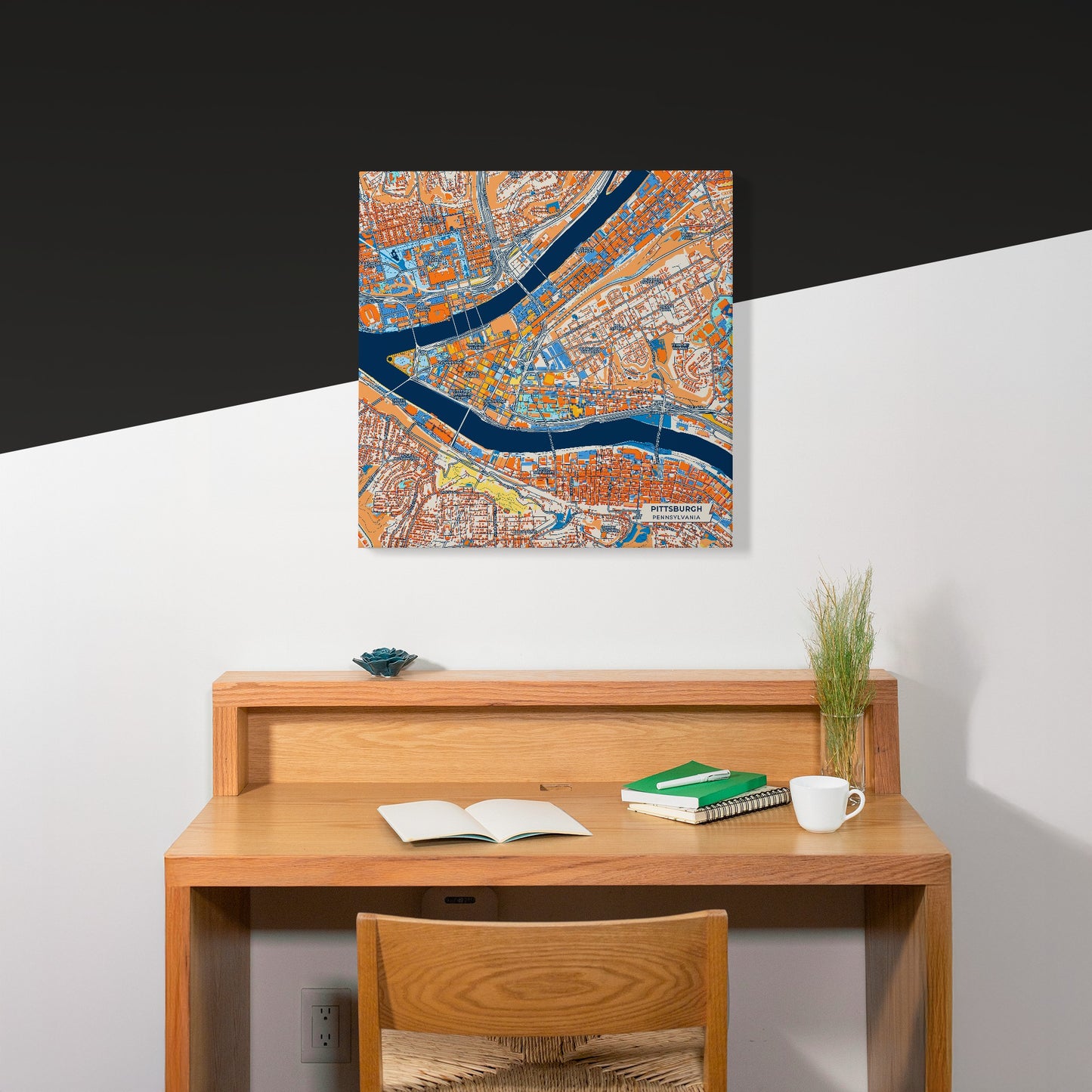 Pittsburgh Pennsylvania Colorful City Map Canvas Print Scene