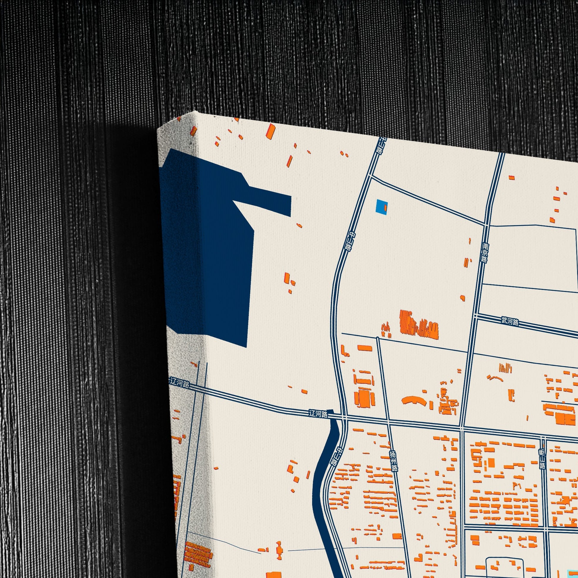 Pizhou China Colorful City Map Canvas Print Detail