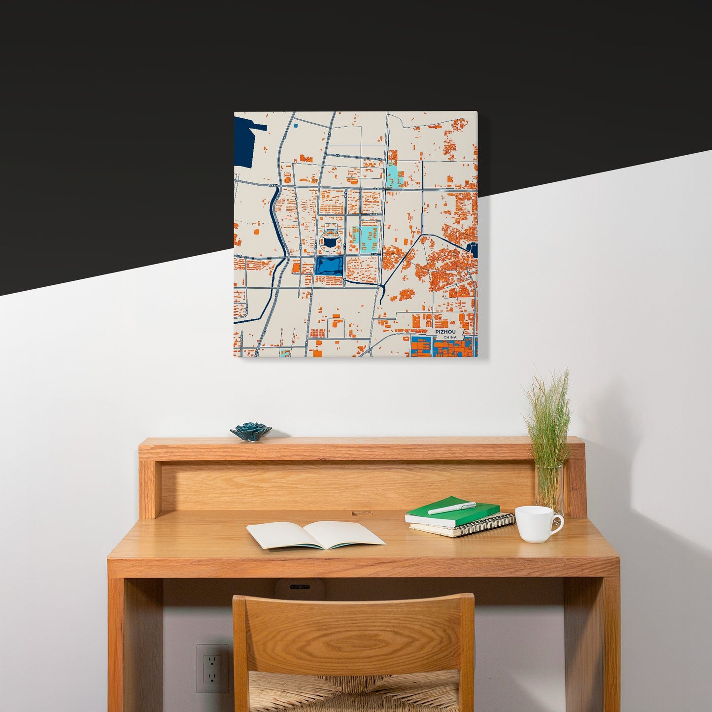 Pizhou China Colorful City Map Canvas Print Scene