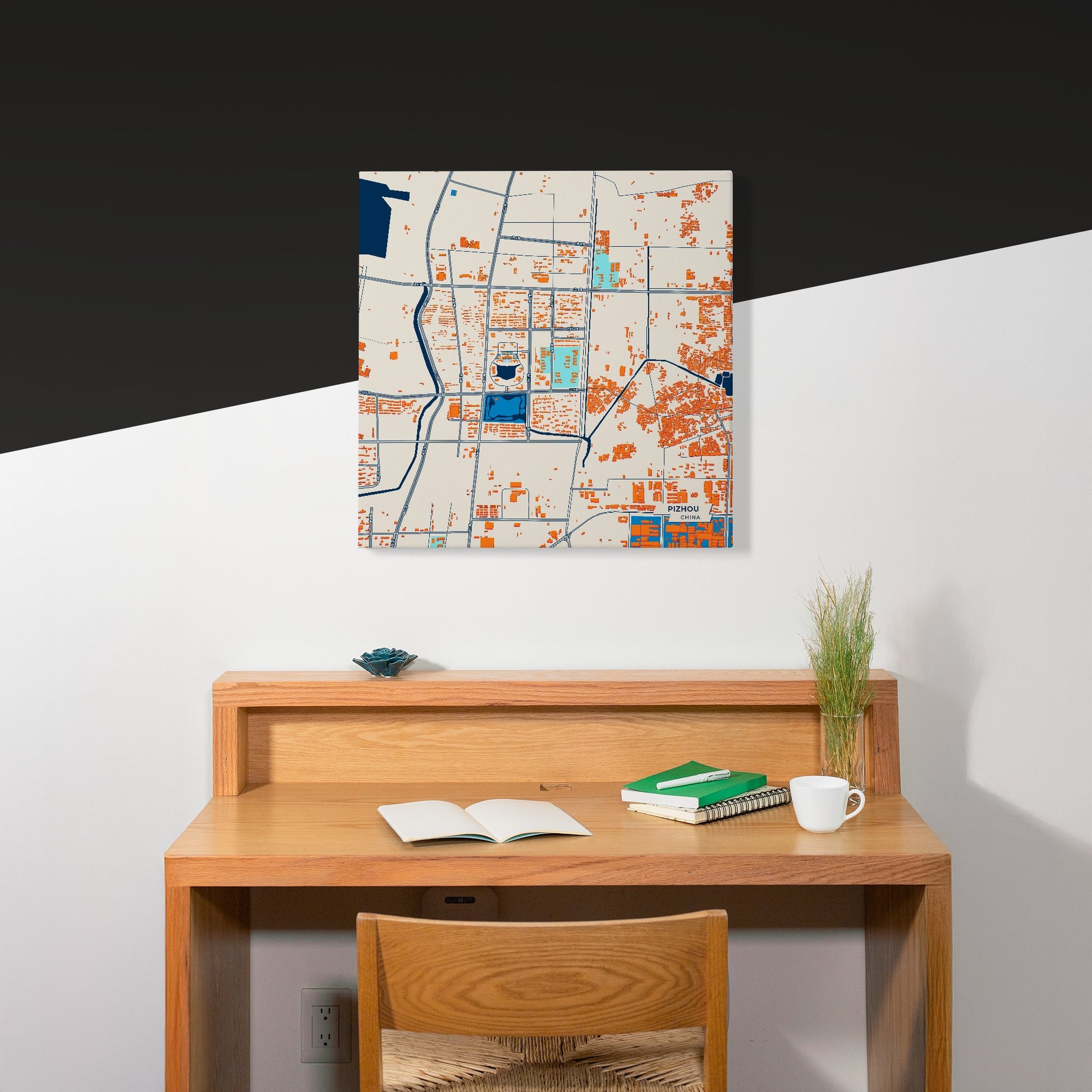 Pizhou China Colorful City Map Canvas Print Scene