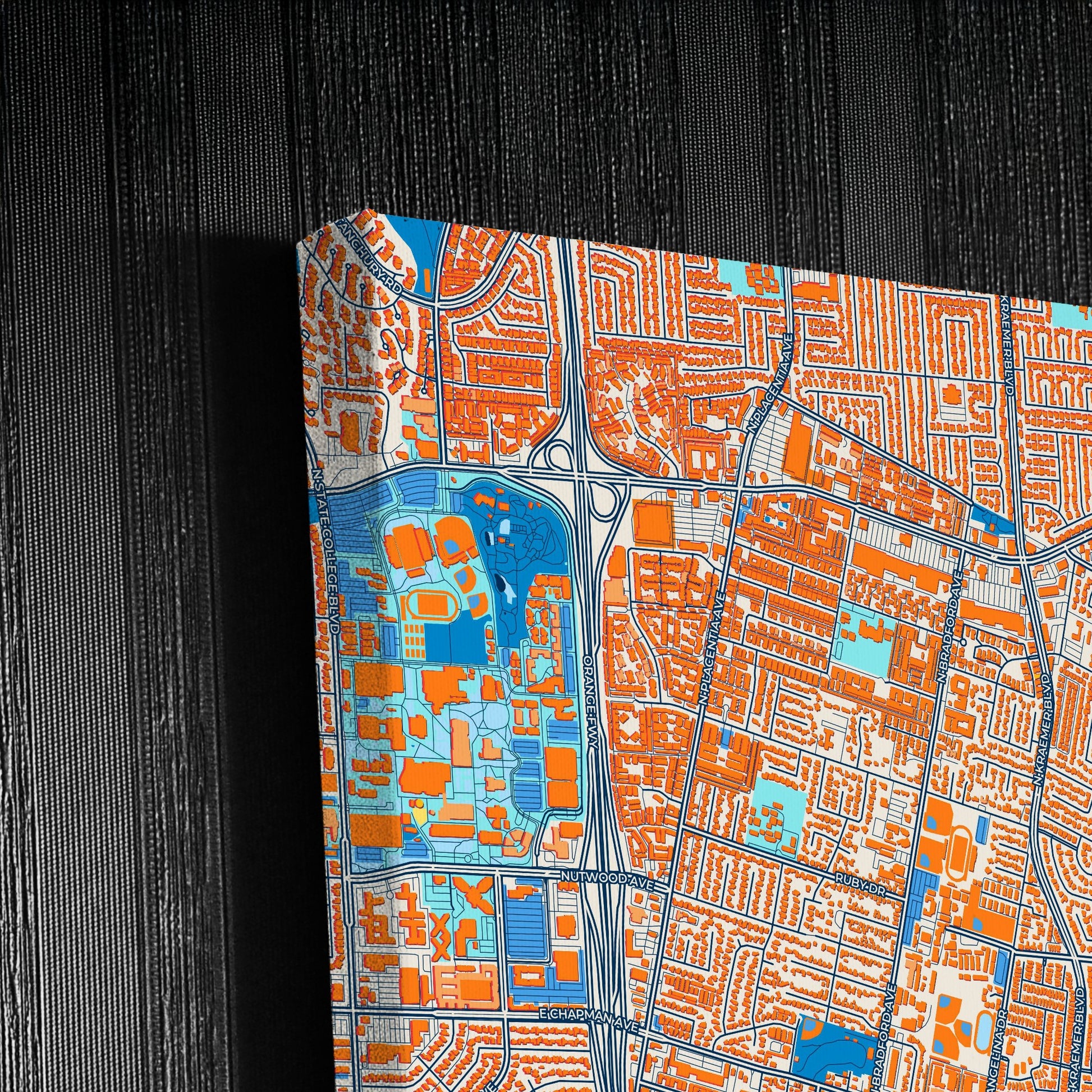 Placentia California Colorful City Map Canvas Print Detail