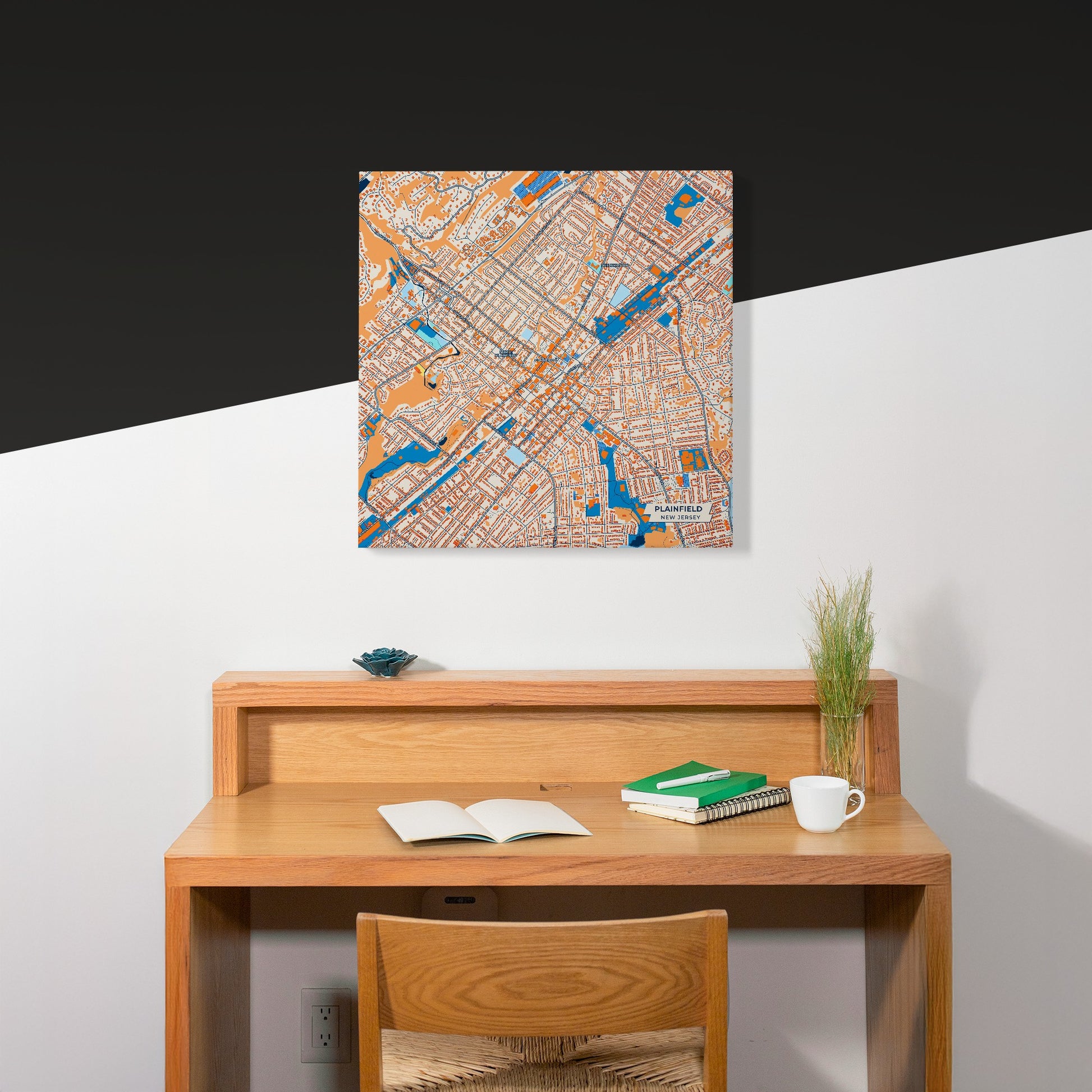 Plainfield New Jersey Colorful City Map Canvas Print Scene