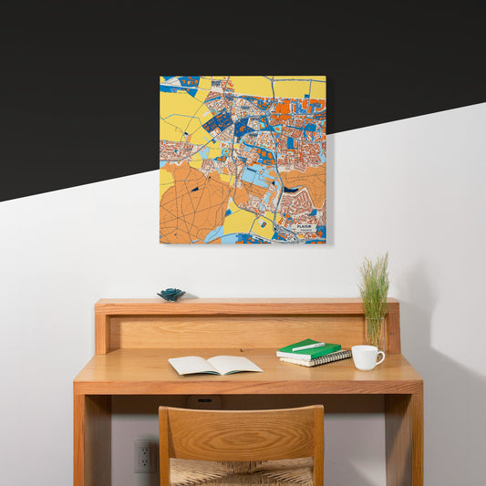 Plaisir France Colorful City Map Canvas Print Scene