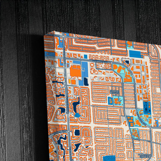 Plantation Florida Colorful City Map Canvas Print Detail