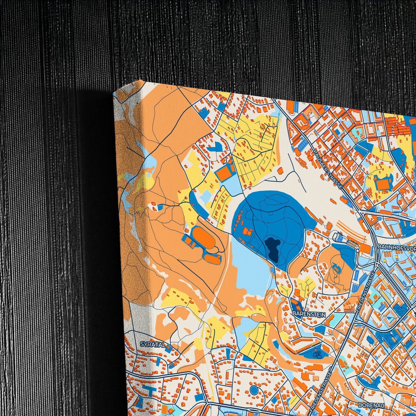 Plauen Germany Colorful City Map Canvas Print Detail