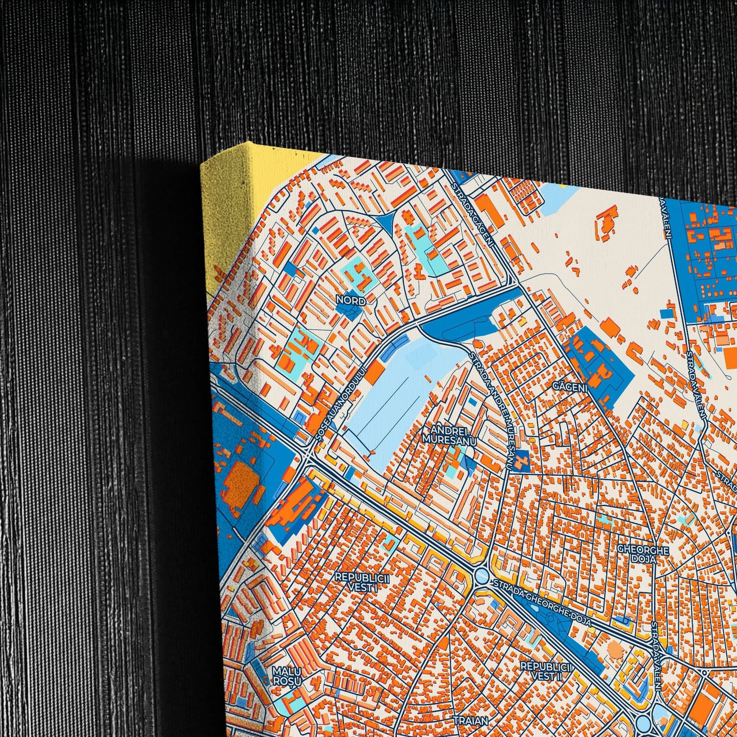 Ploiești Romania Colorful City Map Canvas Print Detail
