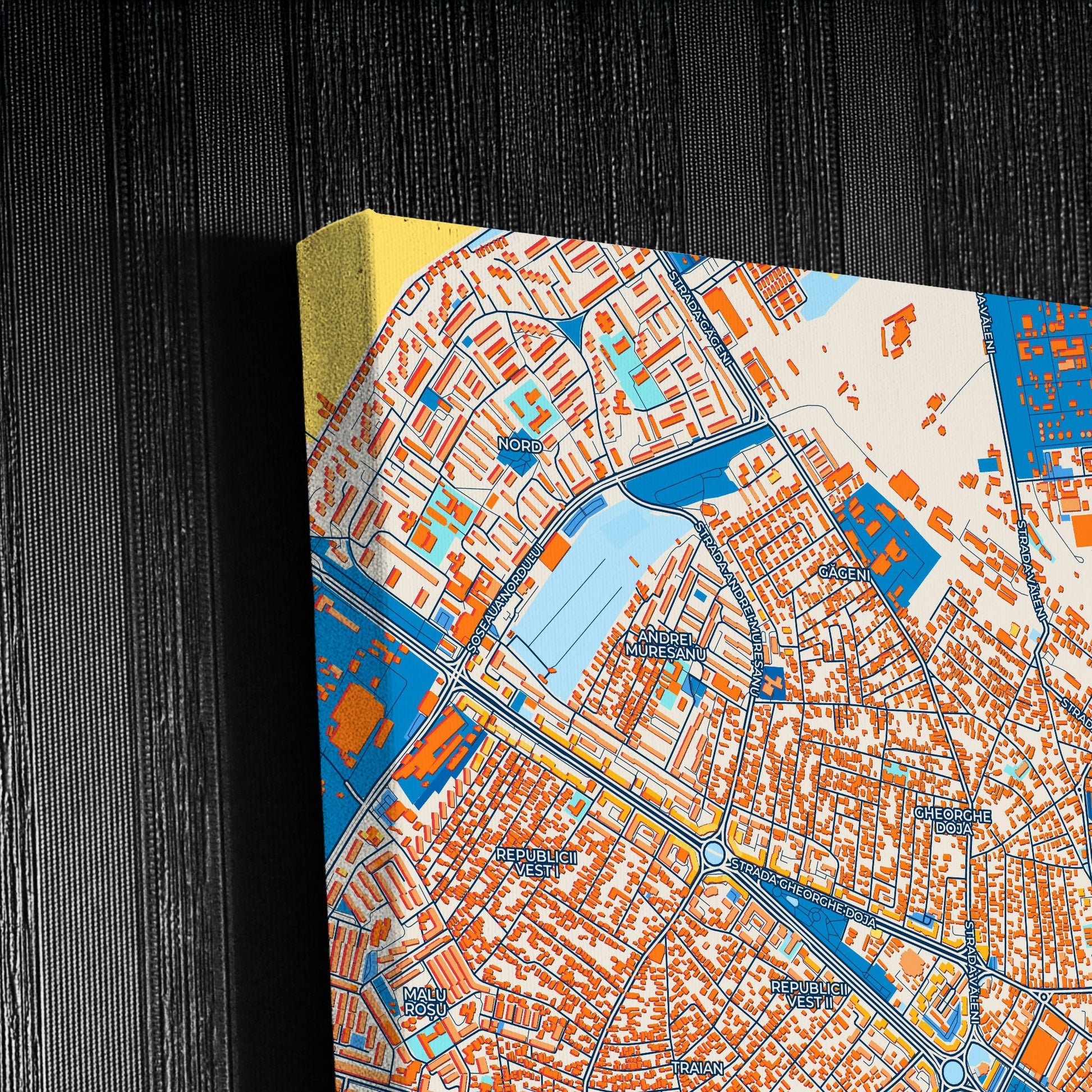 Ploiești Romania Colorful City Map Canvas Print Detail