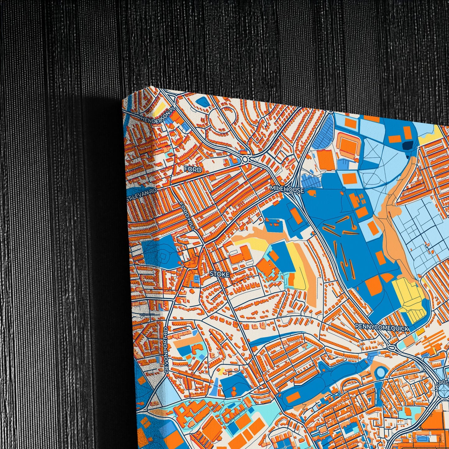 Plymouth England Colorful City Map Canvas Print Detail