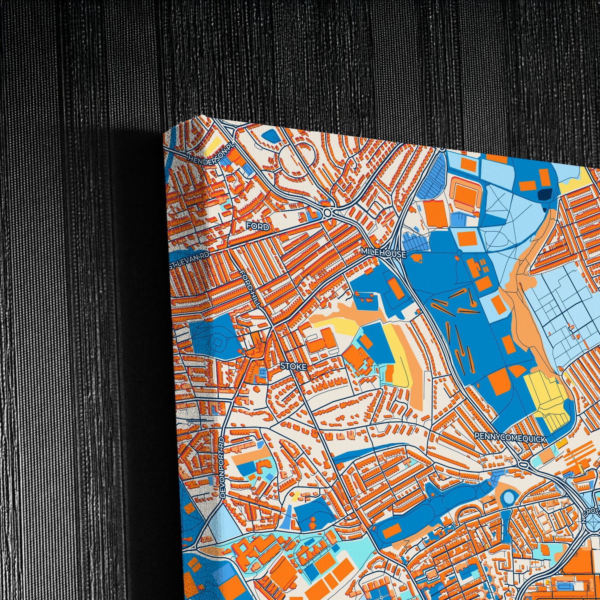 Plymouth England Colorful City Map Canvas Print Detail
