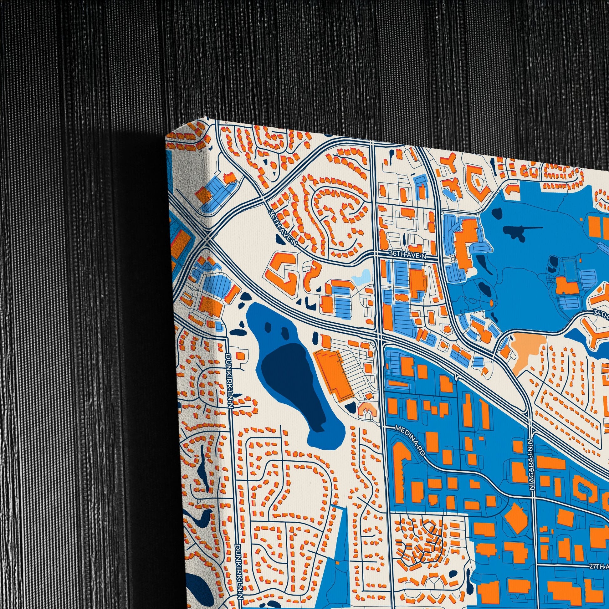 Plymouth Minnesota Colorful City Map Canvas Print Detail