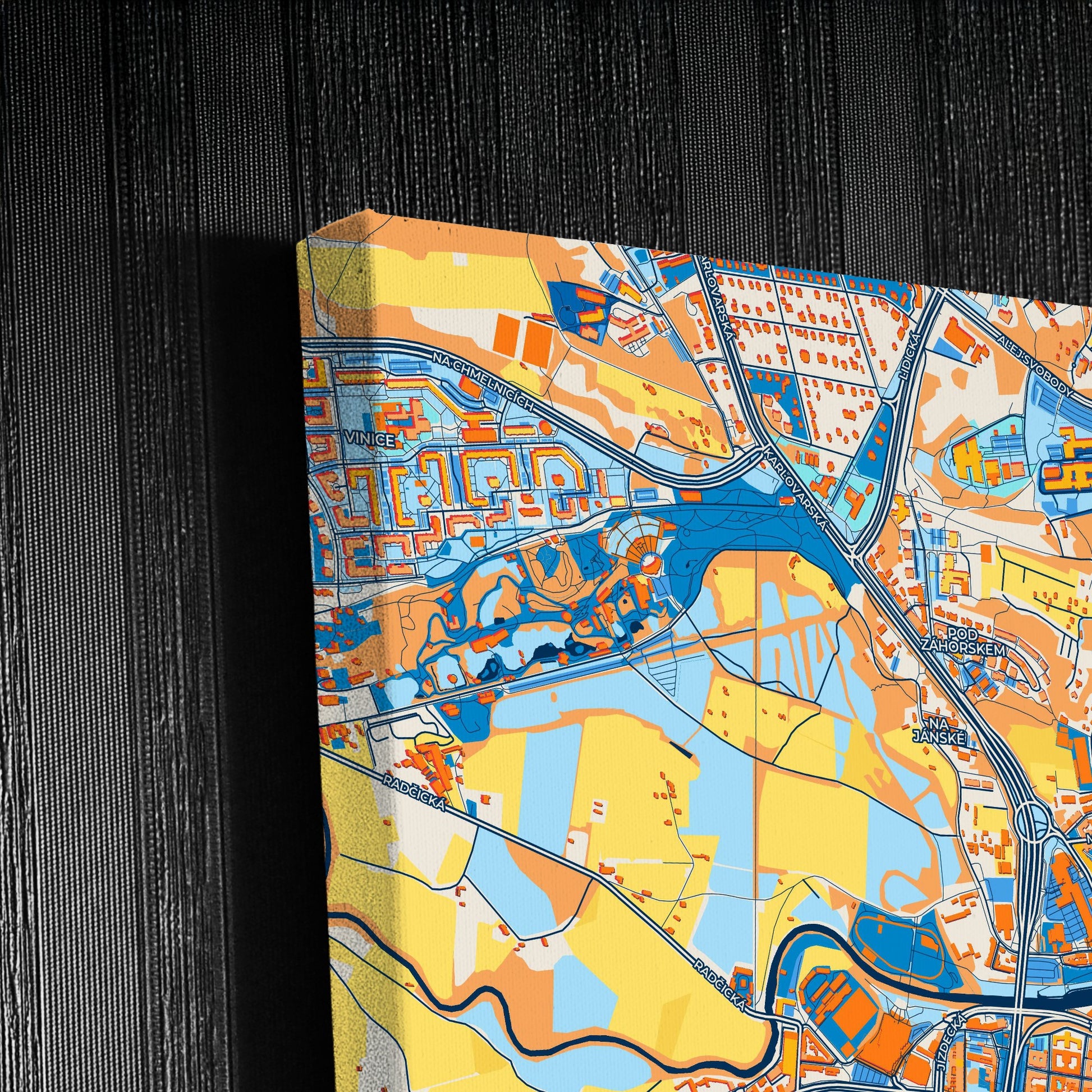 Plzeň Czechia Colorful City Map Canvas Print Detail