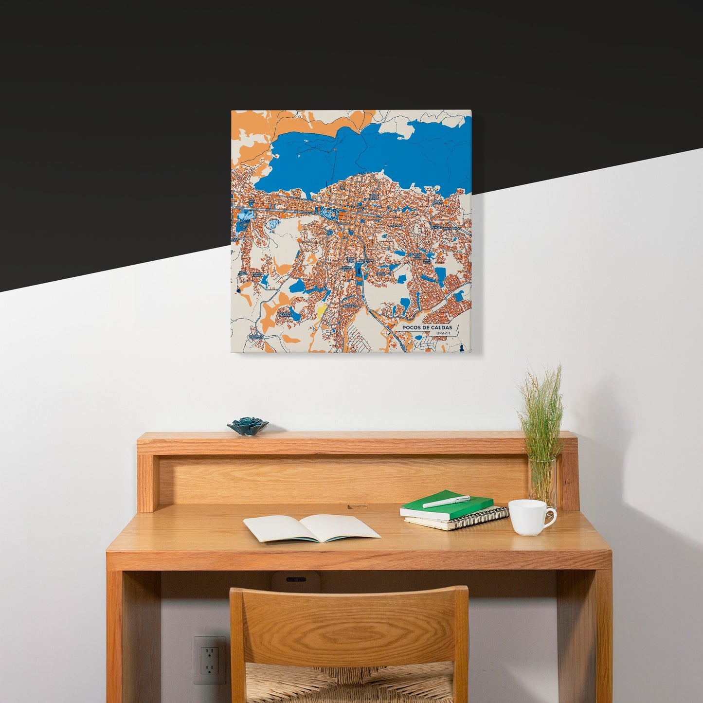 Pocos De Caldas Brazil Colorful City Map Canvas Print Scene