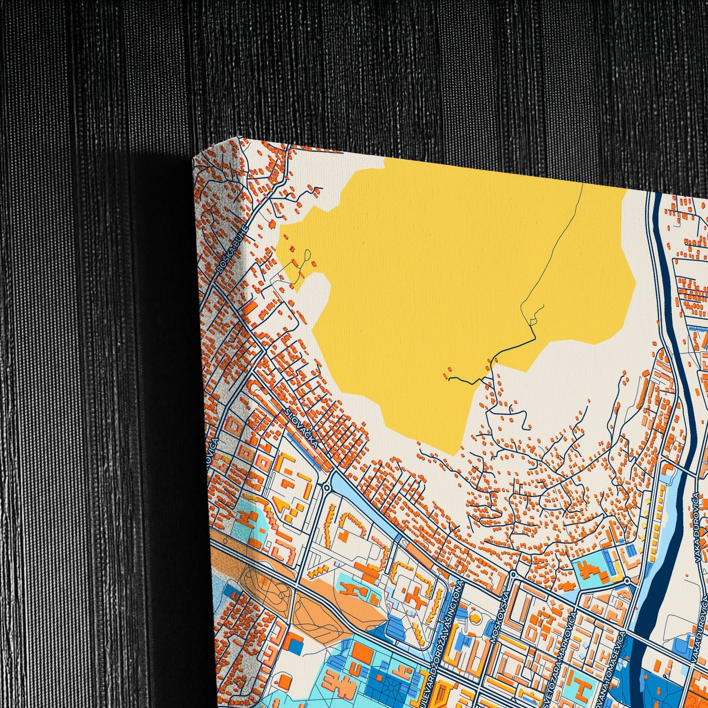Podgorica Montenegro Colorful City Map Canvas Print Detail