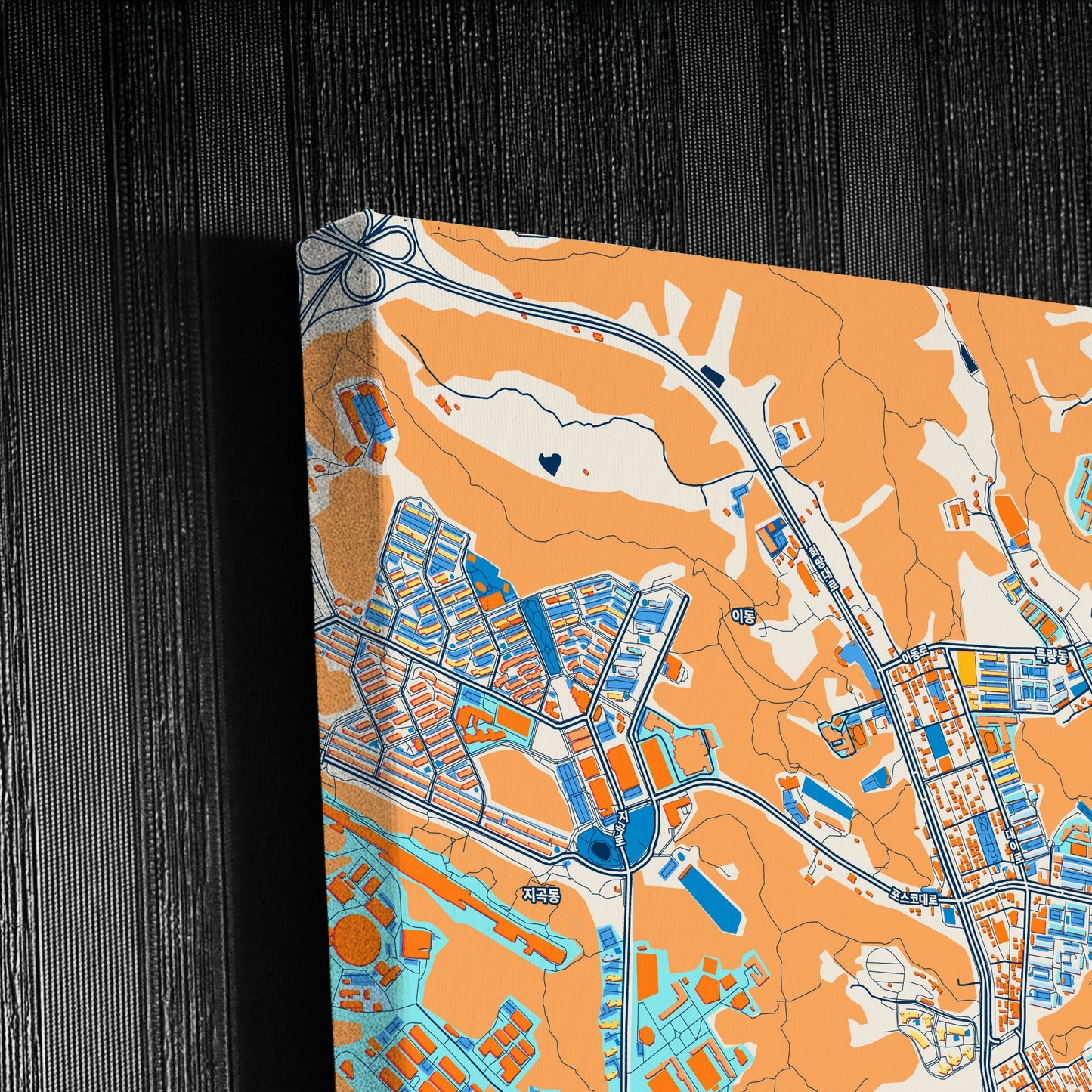 Pohang South Korea Colorful City Map Canvas Print Detail