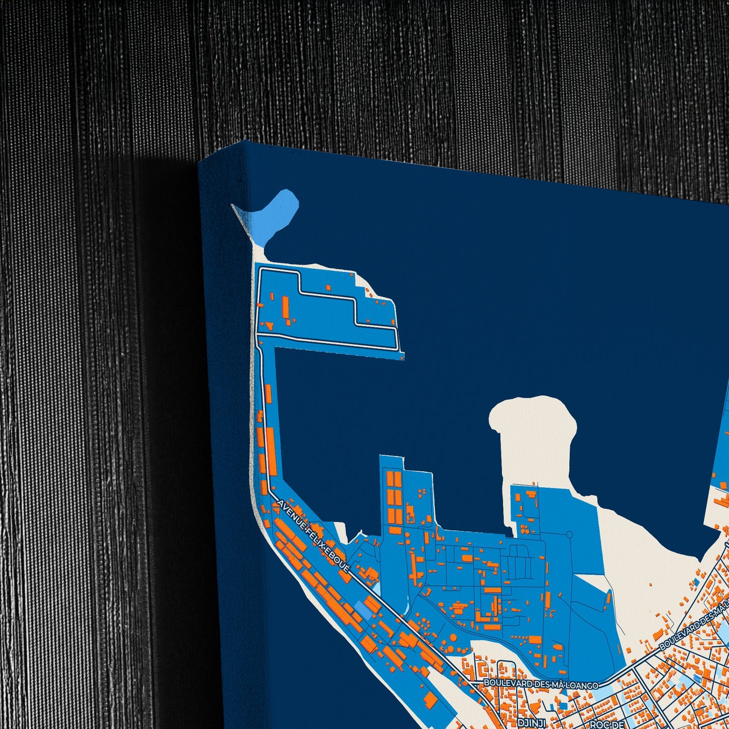 Pointe-Noire Republic Of The Congo Colorful City Map Canvas Print Detail