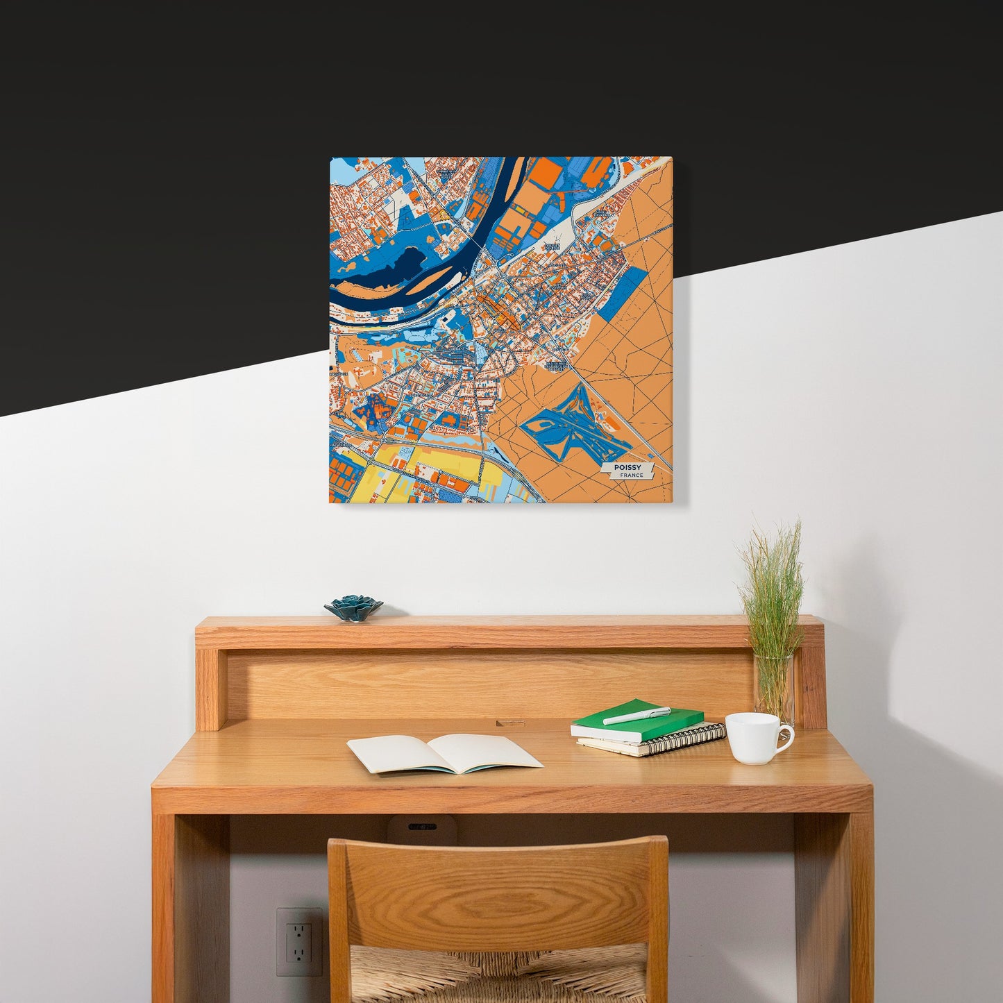 Poissy France Colorful City Map Canvas Print Scene